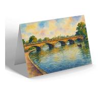 NOTELET - London, Hyde Park, Serpentine Bridge - Vintage Art Style