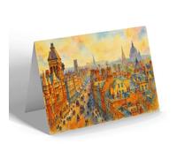 NOTELET - London, Looking East from St Clement Danes - Vintage Art Style