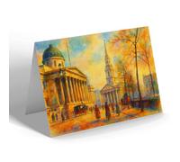 NOTELET - London, National Gallery & St Martins Church - Vintage Art Style
