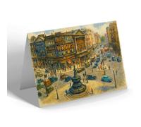 NOTELET - London, Piccadilly Circus (e) - Vintage Art Style