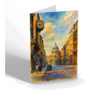 NOTELET - London. St Paul's Cathedral from Fleet St - Vintage Art Style