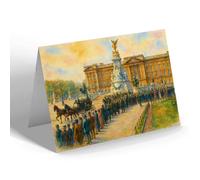 NOTELET - London, The King leaving Buckingham Palace - Vintage Art Style