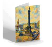 NOTELET - London. Trafalgar Square & Nelson Column - Vintage Art Style