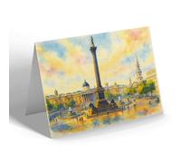 NOTELET - London, Trafalgar Square. Nelson's Column - Vintage Art Style