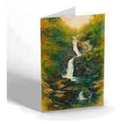 NOTELET - Lower Waterfall & Matt's Cave Devil's Bridge - Vintage Art Style