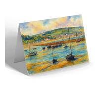 NOTELET - Lyme Regis across the Harbour - Vintage Art Style