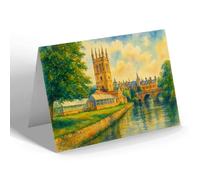 NOTELET - Magdalen College & Bridge, Oxford - Vintage Art Style