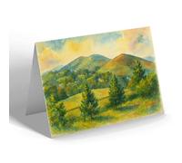 NOTELET - Malvern Hills from the Lookout, Colwall - Vintage Art Style