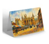 NOTELET - Market Place & Cathedral Peterborough - Vintage Art Style