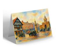 NOTELET - Market Square & Corn Exchange Saffron Walden - Vintage Art Style