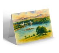 NOTELET - Menai Strait & Bridge from Anglesey b - Vintage Art Style
