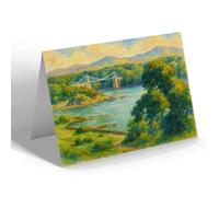 NOTELET - Menai Strait & Suspension Bridge - Vintage Art Style