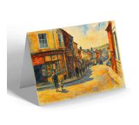 NOTELET - Meneage Street Corner, Helston - Vintage Art Style