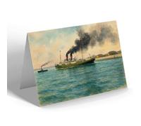 NOTELET - Morecambe. S.S. Manxman at Heysham. Harbour - Vintage Art Style