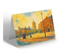 NOTELET - Norwich. Market Place & St Peter's Church - Vintage Art Style