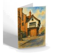 NOTELET - Old Cottage & Pump St Marys Hall Coventry - Vintage Art Style