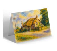 NOTELET - Old Mother Hubbard's Cottage, Yealmpton - Vintage Art Style