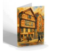 NOTELET - Oldest House In Chester (Lower Bridge St) - Vintage Art Style