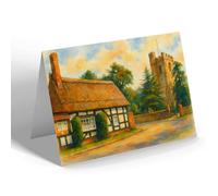 NOTELET - Overton Corner, Tudor Cottage & Church - Vintage Art Style