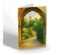 NOTELET - Peterborough Cathedral from Infirmary - Vintage Art Style
