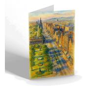 NOTELET - Princes St from Scott Monument, Edinburgh - Vintage Art Style