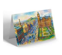 NOTELET - Princes Street looking East, Edinburgh (b) - Vintage Art Style