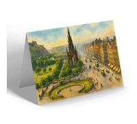 NOTELET - Princes Street & Scott Monument, Edinburgh - Vintage Art Style