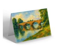 NOTELET - River Dee at Corwen Bridge - Vintage Art Style