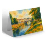 NOTELET - River Parrett & Bridge, Bridgwater - Vintage Art Style