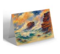 NOTELET - Rock Scenery at Bundoran - Vintage Art Style