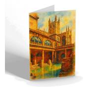 NOTELET - Roman Bath & the Abbey, Bath - Vintage Art Style