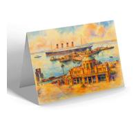 NOTELET - Royal Pier & RMS Aquitania, Southampton - Vintage Art Style