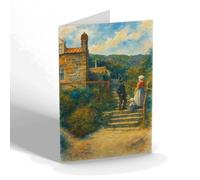 NOTELET - Runswick Bay. The Steps & Oldest House - Vintage Art Style