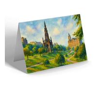 NOTELET - Scott Memorial Princes St Gardens Edinburgh - Vintage Art Style
