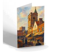NOTELET - St Albans. Clock Tower & Market - Vintage Art Style