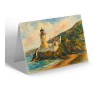 NOTELET - St Anthony Lighthouse, Falmouth Harbour (b) - Vintage Art Style