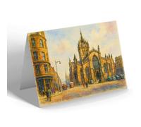 NOTELET - St Giles Cathedral & High Street, Edinburgh - Vintage Art Style