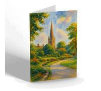 NOTELET - St Mary de Castro fr Gardens Leicester - Vintage Art Style