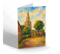 NOTELET - St Mary's Church, Over - Vintage Art Style