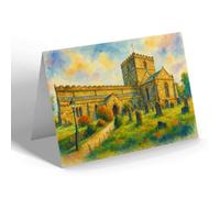 NOTELET - St Oswalds 12th Century Church, Filey - Vintage Art Style