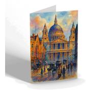 NOTELET - St Paul's Cathedral from Ludgate Hill (b) - Vintage Art Style