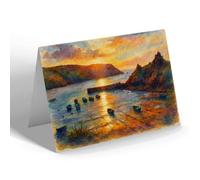 NOTELET - Sunset At Hope Cove - Vintage Art Style