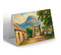 NOTELET - Suspension Bridge & Ben Nevis, Fort William - Vintage Art Style