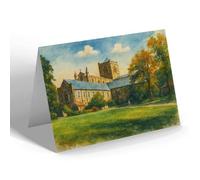 NOTELET - The Abbey from the Park, Hexham - Vintage Art Style