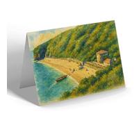 NOTELET - The Beach from Cliff Walk, Fermain - Vintage Art Style