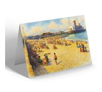 NOTELET - The Beach & South Pier, Lowestoft - Vintage Art Style