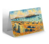 NOTELET - The Beach & West Pier, Brighton - Vintage Art Style