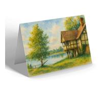 NOTELET - The Boathouse, Colemere, Ellesmere - Vintage Art Style