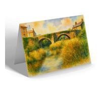 NOTELET - The Bridge, Newcastle Emlyn - Vintage Art Style
