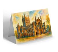 NOTELET - The Cathedral from West, Hereford - Vintage Art Style